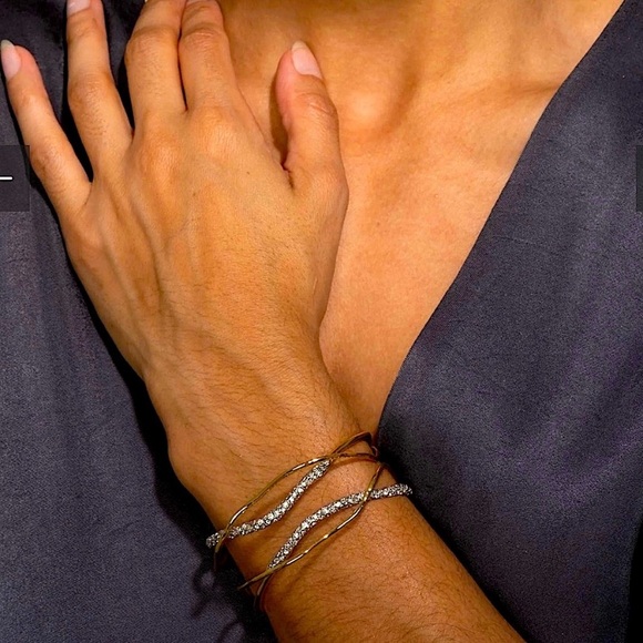 ALEXIS BITTAR • Solanales Gold Silver Crystal Cuff Bracelet - Picture 12 of 16